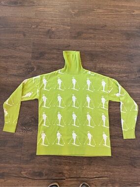 Alp N Rock Dani Vintage Lime Green Ski-Graphic Turtleneck Sweater